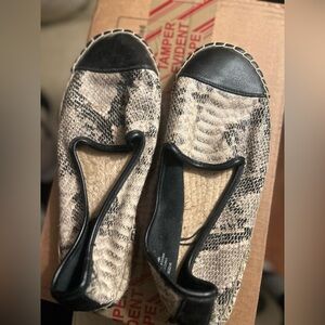 H&M Black and Tan Snakeskin Espadrilles